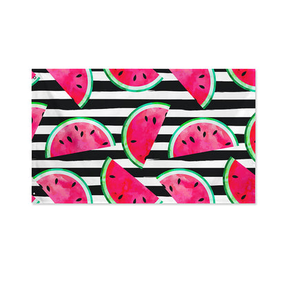 Black Striped Watermelon Pattern Print Polyester Flag
