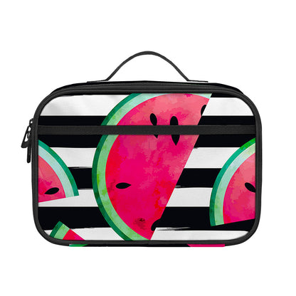 Black Striped Watermelon Pattern Print Portable Lunch Bag