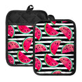 Black Striped Watermelon Pattern Print Pot Holders With Pocket