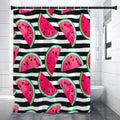 Black Striped Watermelon Pattern Print Premium Shower Curtain