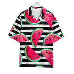Black Striped Watermelon Pattern Print Rayon Hawaiian Shirt