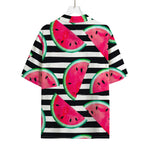 Black Striped Watermelon Pattern Print Rayon Hawaiian Shirt