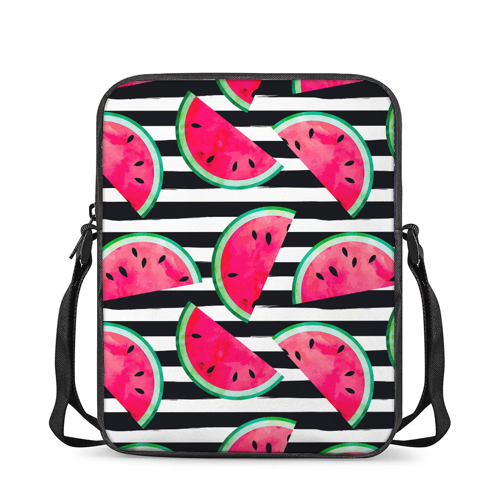 Black Striped Watermelon Pattern Print Rectangular Crossbody Bag