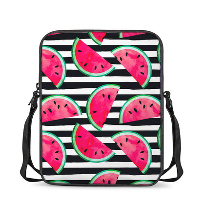 Black Striped Watermelon Pattern Print Rectangular Crossbody Bag