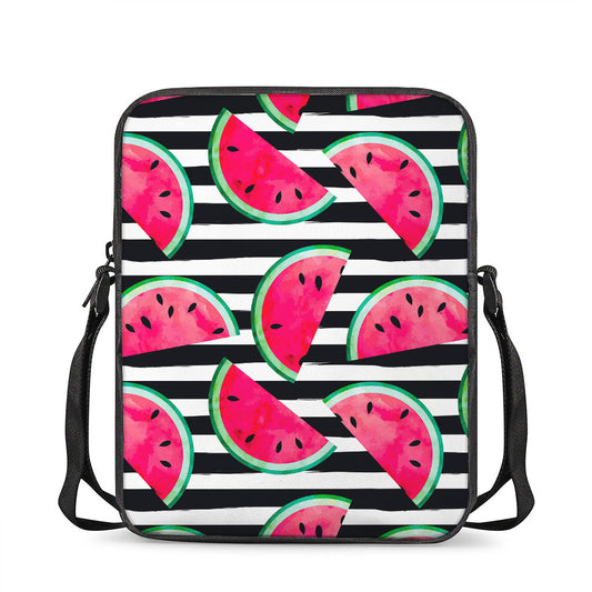 Black Striped Watermelon Pattern Print Rectangular Crossbody Bag