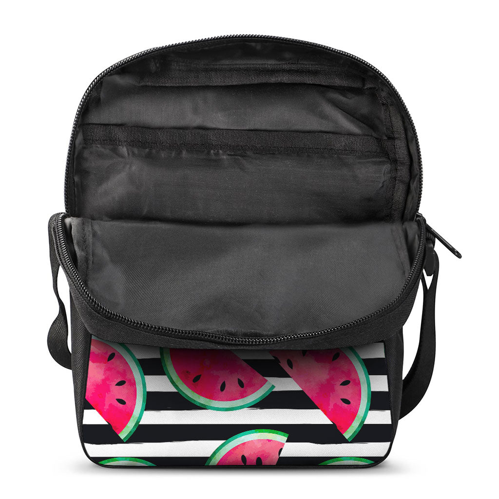 Black Striped Watermelon Pattern Print Rectangular Crossbody Bag