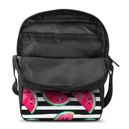 Black Striped Watermelon Pattern Print Rectangular Crossbody Bag