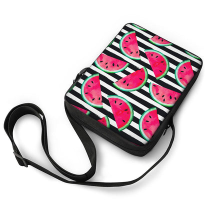 Black Striped Watermelon Pattern Print Rectangular Crossbody Bag