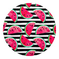 Black Striped Watermelon Pattern Print Round Blanket