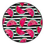 Black Striped Watermelon Pattern Print Round Floor Mat
