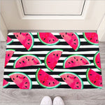 Black Striped Watermelon Pattern Print Rubber Doormat