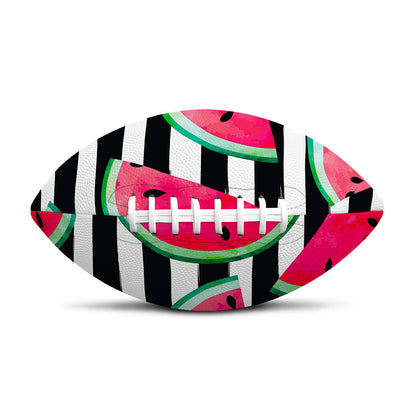 Black Striped Watermelon Pattern Print Rugby Ball