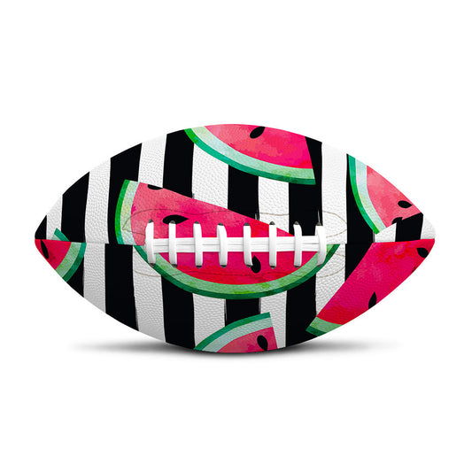 Black Striped Watermelon Pattern Print Rugby Ball