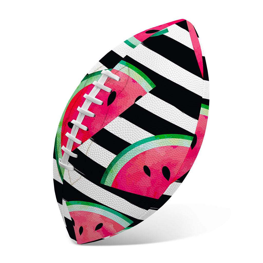 Black Striped Watermelon Pattern Print Rugby Ball
