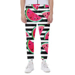 Black Striped Watermelon Pattern Print Scuba Joggers