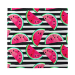 Black Striped Watermelon Pattern Print Silk Bandana