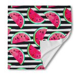 Black Striped Watermelon Pattern Print Silk Bandana