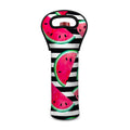 Black Striped Watermelon Pattern Print Single Neoprene Wine Tote