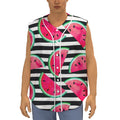 Black Striped Watermelon Pattern Print Sleeveless Baseball Jersey