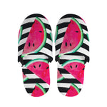 Black Striped Watermelon Pattern Print Slippers