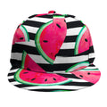 Black Striped Watermelon Pattern Print Snapback Cap