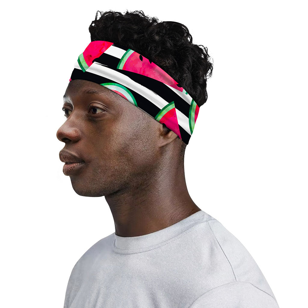 Black Striped Watermelon Pattern Print Sports Headband