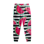 Black Striped Watermelon Pattern Print Sweatpants
