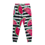 Black Striped Watermelon Pattern Print Sweatpants