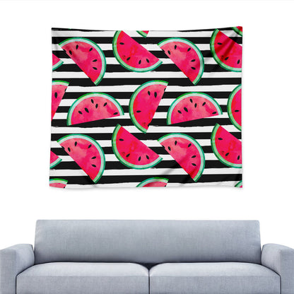Black Striped Watermelon Pattern Print Tapestry
