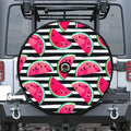 Black Striped Watermelon Pattern Print Tire Cover With Camera Hole