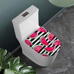 Black Striped Watermelon Pattern Print Toilet Lid Cover