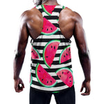 Black Striped Watermelon Pattern Print Training Tank Top