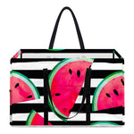 Black Striped Watermelon Pattern Print Utility Tote Bag