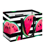 Black Striped Watermelon Pattern Print Utility Tote Bag
