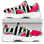 Black Striped Watermelon Pattern Print White Chunky Shoes