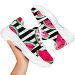 Black Striped Watermelon Pattern Print White Chunky Shoes