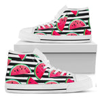 Black Striped Watermelon Pattern Print White High Top Sneakers