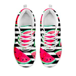 Black Striped Watermelon Pattern Print White Running Shoes