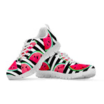 Black Striped Watermelon Pattern Print White Running Shoes