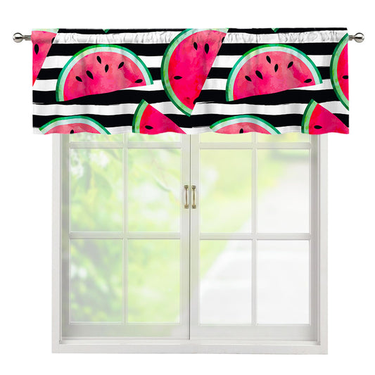 Black Striped Watermelon Pattern Print Window Valance