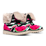 Black Striped Watermelon Pattern Print Winter Boots