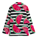Black Striped Watermelon Pattern Print Women's Blazer