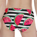 Black Striped Watermelon Pattern Print Women's Panties
