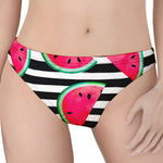 Black Striped Watermelon Pattern Print Women's Thong