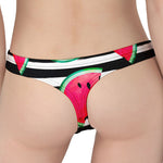 Black Striped Watermelon Pattern Print Women's Thong