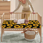 Black Sunflower Pattern Print Baby Crib Sheet