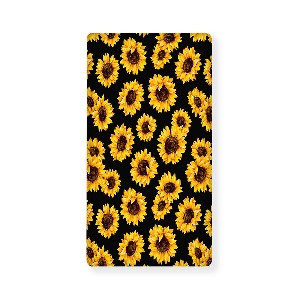 Black Sunflower Pattern Print Baby Crib Sheet