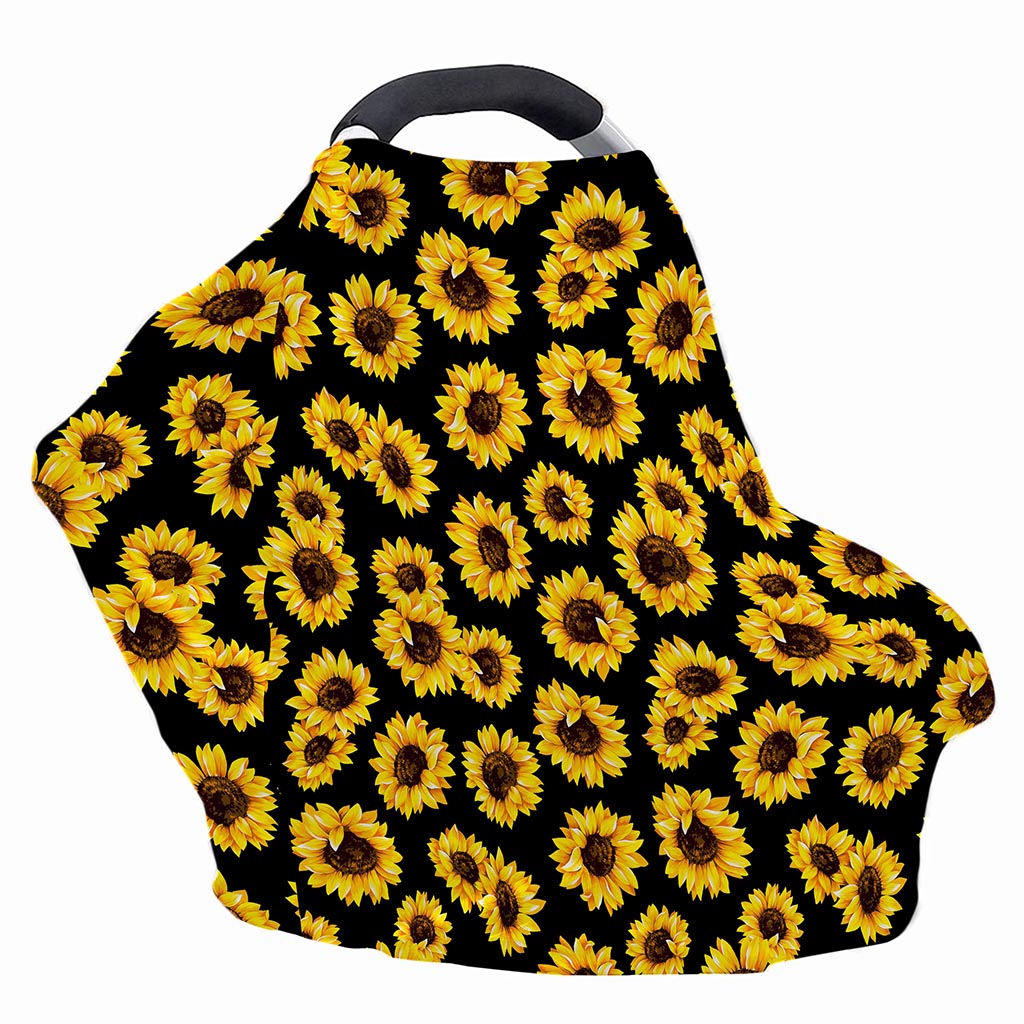 Black Sunflower Pattern Print Baby Seat Cover