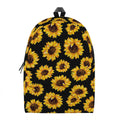 Black Sunflower Pattern Print School Backpack