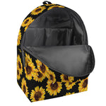 Black Sunflower Pattern Print Backpack